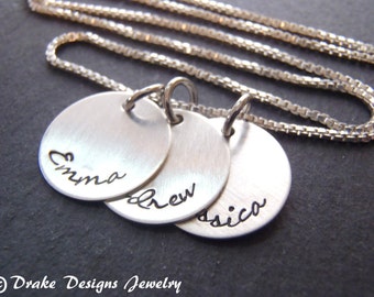 Sterling silver mothers custom name necklace hand stamped personalized mom gift