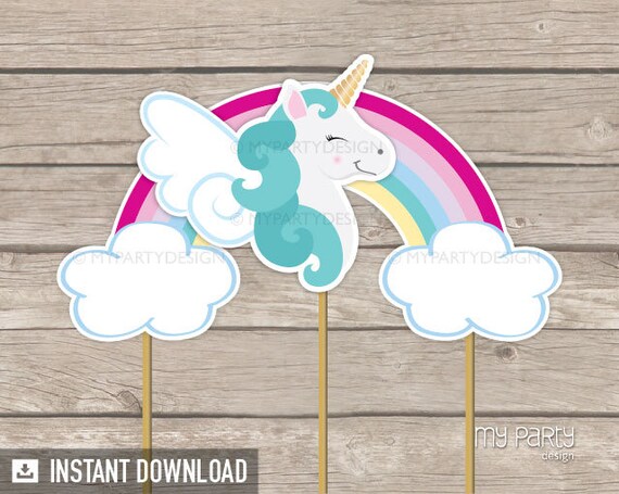 unicorn party cake topper unicorn cake topper rainbow