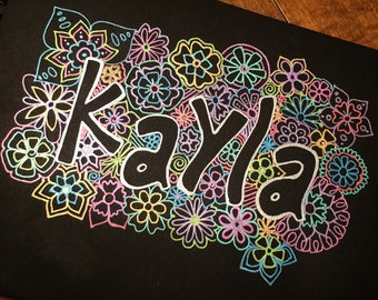 Zentangle name art | Etsy
