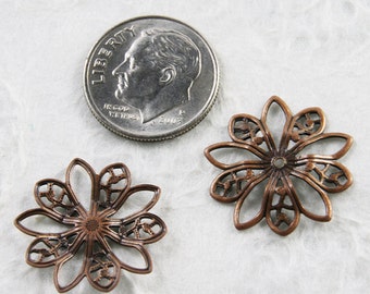 Antique Copper Filigree Brass Bead Cap 19mm (12pcs) C5