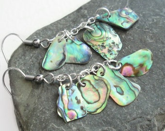 Paua Earrings, Abalone Shell Jewelry in Tropical Colours, Resort Wear