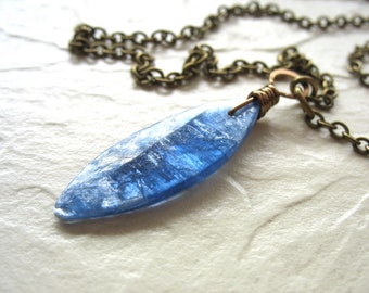 Kyanite Necklace, Blue Kyanite Stone Chain Necklace, Handmade Jewelry, Blue Kyanite Necklace, Gemstone Jewelry