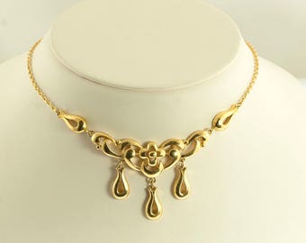 Trifari Floral Drop Necklace