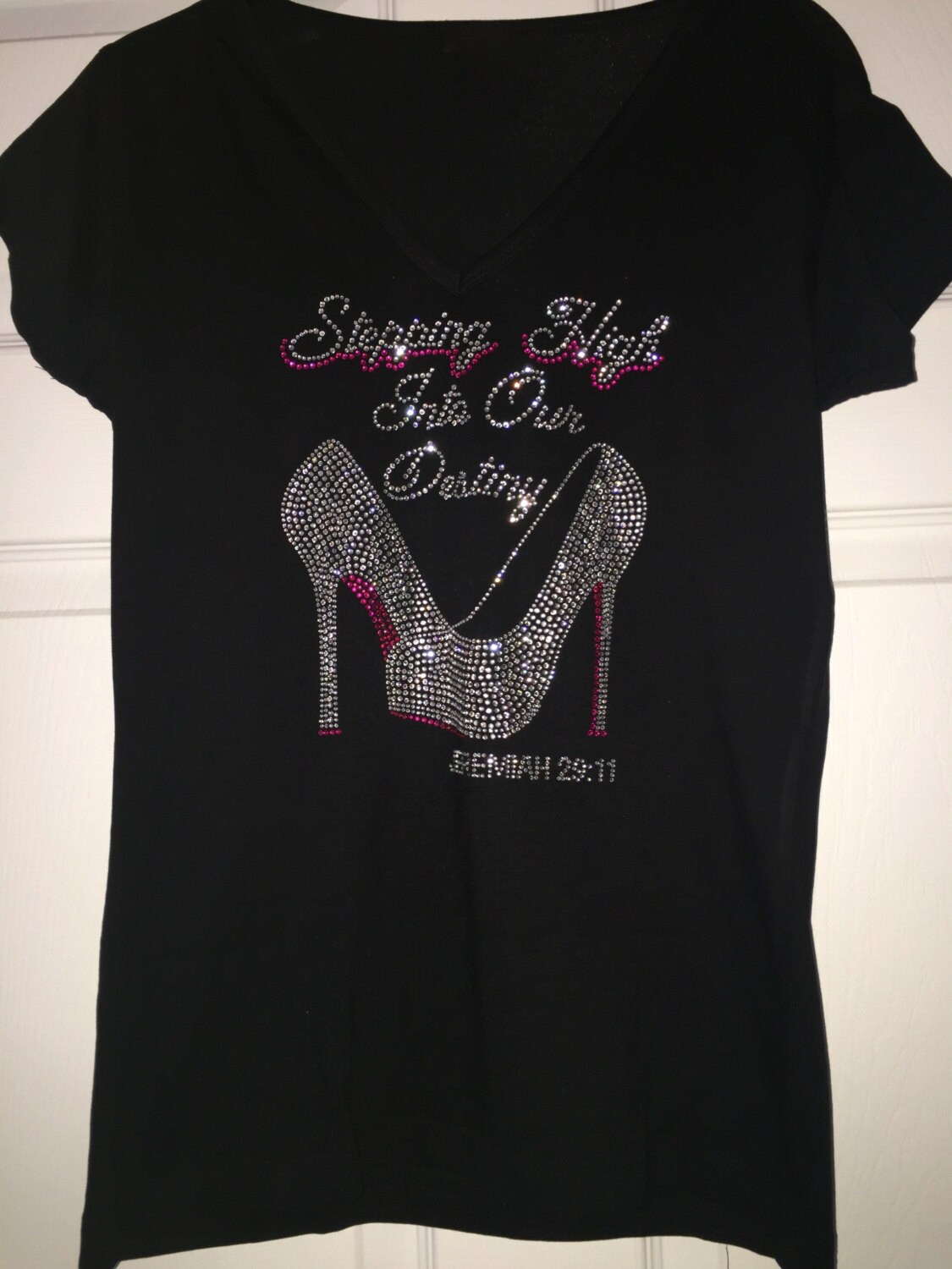 Short Sleeve Bible Verse T-shirt. Ladies Stepping High Into