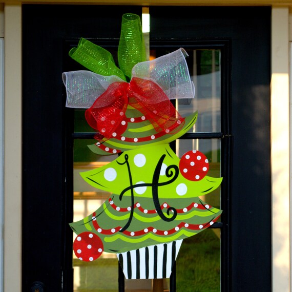 Painted Wood Initials Christmas Tree Decoration Painted Wood Initials Christmas Tree Decoration