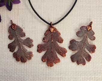 SALE Leaf Necklace, Copper Oak Leaf, Real Lacey Oak Leaf Necklace, Oak, Copper Leaf Pendant, SALE383