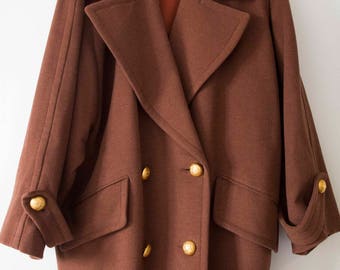 coat jacket M/L Brown ELECTRA lambswool cashmere made in france