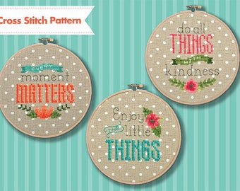 INSTANT DOWNLOAD Tiny Modernist Sweet Sayings PDF counted cross stitch patterns