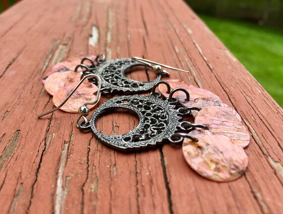 Pink "Simply Chandelier" Mussel Shell Earrings