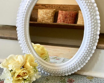 Hobnail Mirror Wall Mirror Vanity Mirror Bathroom Mirror Oval Mirror White Mirror Vanity Tray Hobnail Decor White Hobnail Nursery Decor