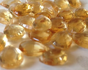 Madeira Citrine Pear Briolettes, Luxe AAA, 9-11 mm, faceted, november birthstone