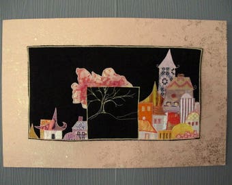 Art print textile houses applique