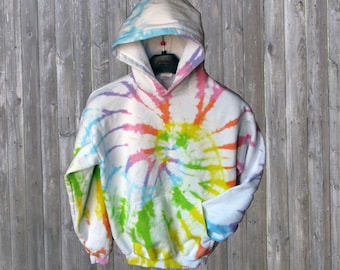 Pastel Rainbow Tie-dye Fleece Hoodie