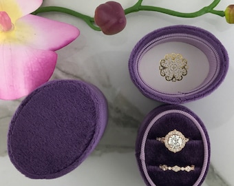 Velvet Ring Box Oval DOUBLE Hand Made Keepsake Velvet Ring Box Engagement Ring Wedding Ring Antique