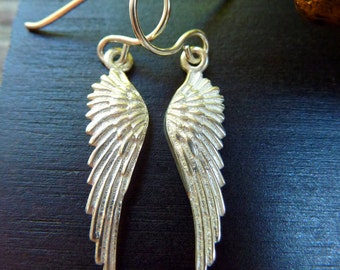 Sterling Silver Angel Wing Earrings, Angel Wings, Feather Earrings, Guardian Angel, Angel Jewelry, Silver Wings, Romantic Jewelry, Wings