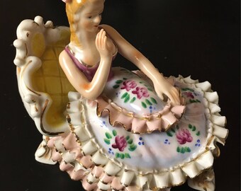 Vintage Japan Victorian Lady Figurine