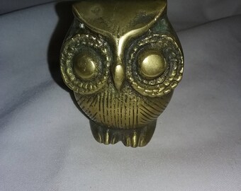 Vintage Solid Brass owl figurine made in Korea.