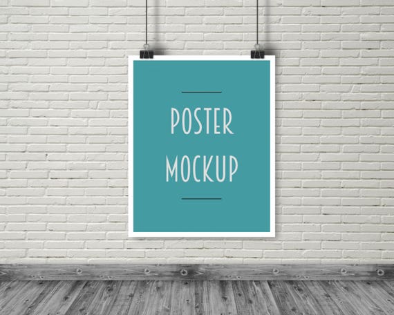 Download Large poster mockup hanging poster mockup binder clip paper