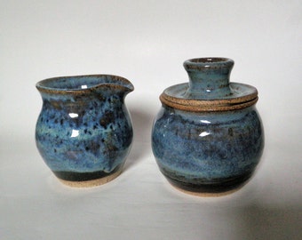 Blue Cream and Sugar Set