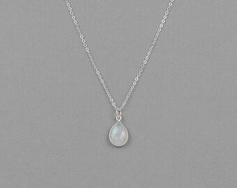 Tear Drop Gemstone Pendant Necklace