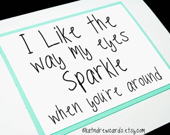 Romantic Card - I Love You Card. Romantic Anniversary Card for Her. Sparkle Card