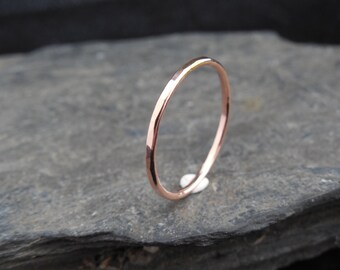 14k Rose or Yellow Gold filled ring, thin ring, hammered, 1.2mm ring, made at your size. Skinny ring, thin ring, stacking ring.