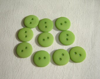10 green resin buttons / / 15 mm