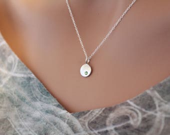 Sterling Silver August Birthstone Necklace, Simple August Birthstone Charm Necklace, Birthstone Charm Necklace, August Birthday Gift