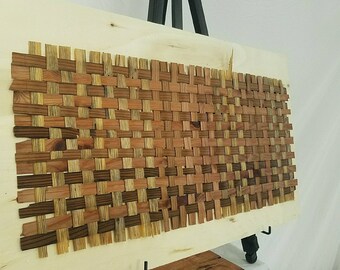 Reclaimed redwood and pine 3/4" weave/wall art