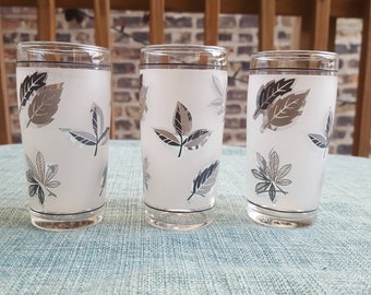 Libbey Silver Leaf 5 oz Flat Tumbler, Juice Glass, or Shot Glass, Set of 3