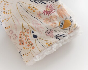 Baby GIRLS Blanket - LOVEY Blanket / Floral Baby Blankets / Minky Blanket / Baby Girl Nursery Blanket -READY to Ship