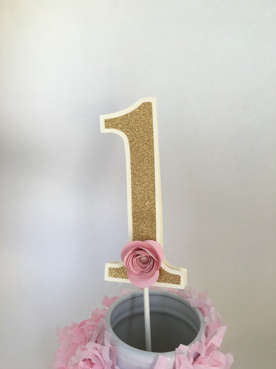 number 1 pink and gold smash cake topper gold glitter number