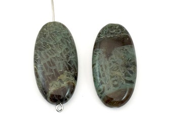 2 snakeskin jasper stone beads/ 15 mm x 30mm #PP 031-2