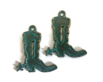 Turquoise COWBOY BOOT jewelry necklace charms