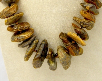 21" Natural Baltic AMBER Huge Chunky Necklace GF Clasp Tiger Eye 185 Grams