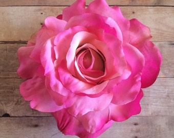 Flower hair clip - Bright Pink Rose
