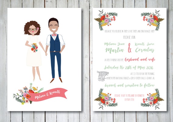 Custom Illustrated Wedding Invitations 4