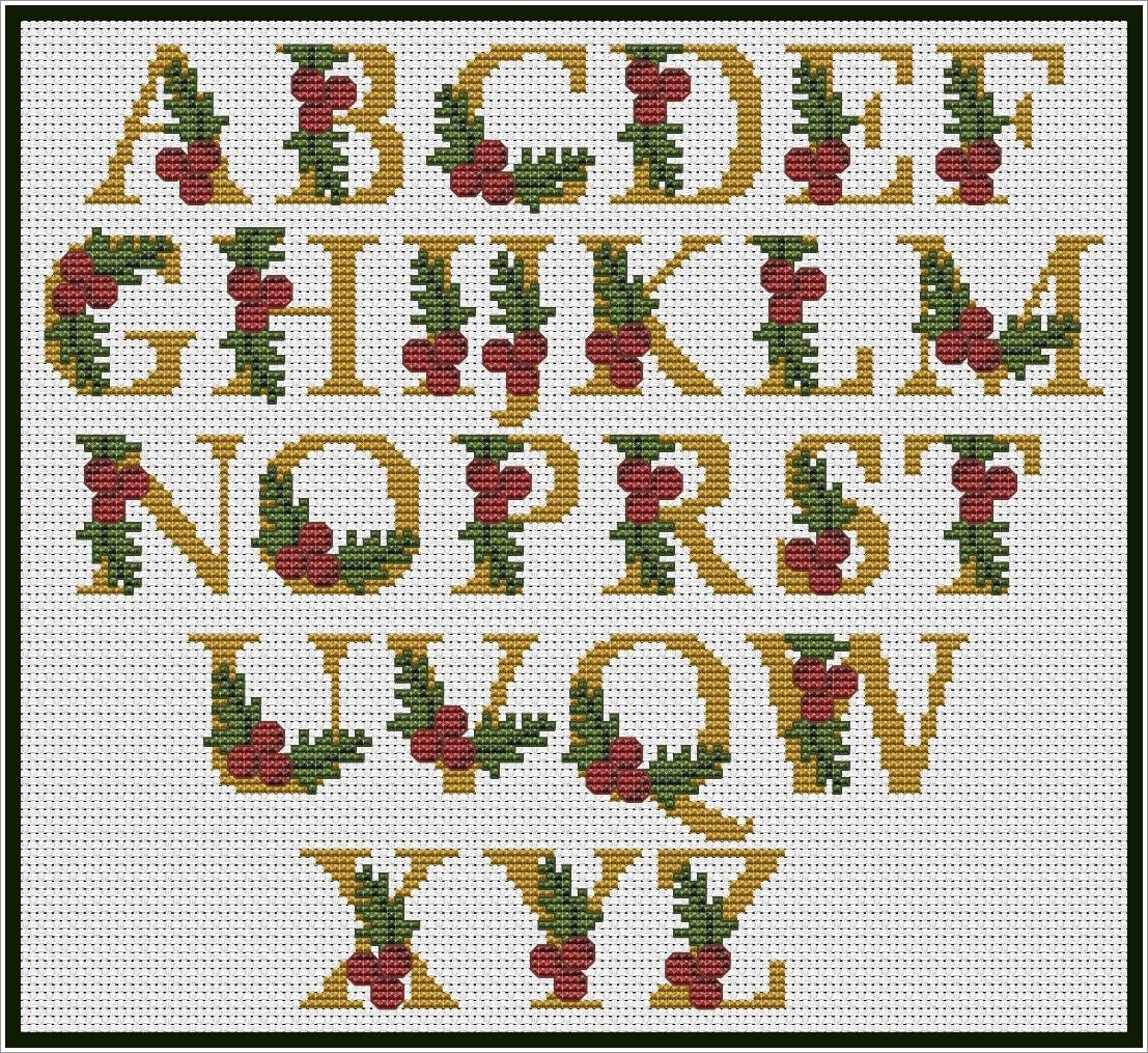 Christmas Alphabet Cross Stitch Chart Christmas ABC Pattern