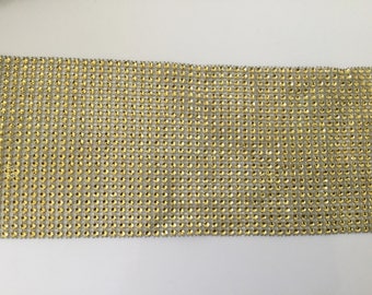 Rhinestone Ribbon 24 line plastic gold 12 mm in width