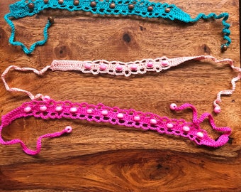 Beaded crochet friendship bracelets multicoloured cotton