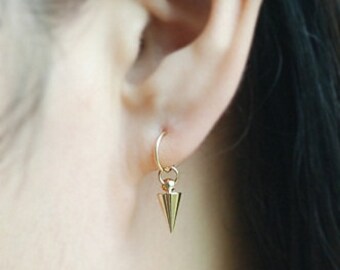 14Kt Gold filled Cartilage hoop earring with Metal spike cone,ENDLESS Hoop,Helix,Tragus, Ear Lobe,piercing,price per 1 item,1 single hoop