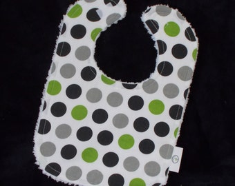 Lime Green and Black Polka Dot Chenille Boutique Bib - SALE