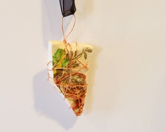 Broken Plate Pendant, Copper Wire Wrapped China