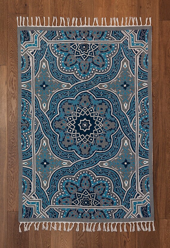 Mandala rugturquoise area rug4x6 area rugsroyal blue