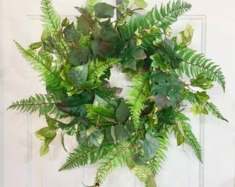 Summer Wreath, Greenery Wreath, Fern Wreath, Farmhouse Wreath, Summer Wreath for Front Door