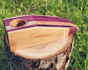 Wooden smoking pipe made from Purpleheart Maple and Red Oak