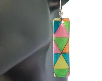 Funky earrings • Neon art • Neon earrings • Birthday gift for her • Mixed media earrings • Unusual earrings • Multicoloured earrings