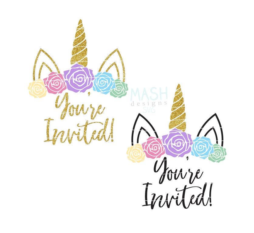 Download You're Invited Floral Unicorn svg unicorn birthday