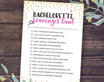 Bachelorette Scavenger Hunt, Printable Bachelorette Party Games, Photo Challenge Game, Hen Party, Hen's Night Fun Games, Instant Download,