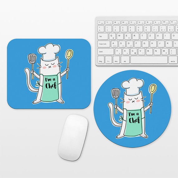 Chef Cat Mouse Pad Occupation Mousepad Funny Foodie Mouse Mat Chef Office Decor Chef Gift Cook Gift Culinary Graduation Gift for Women Men